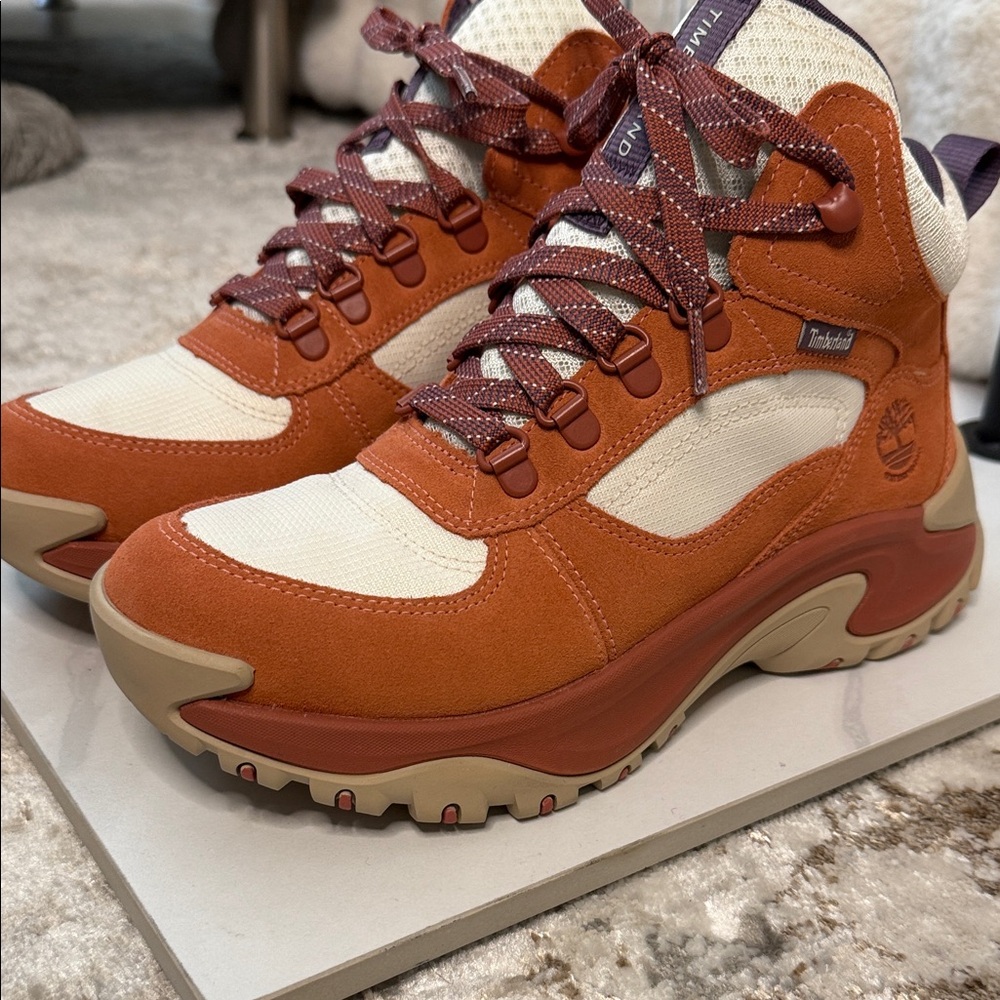 Timberland Women's Orange and Cream Athletic Shoes